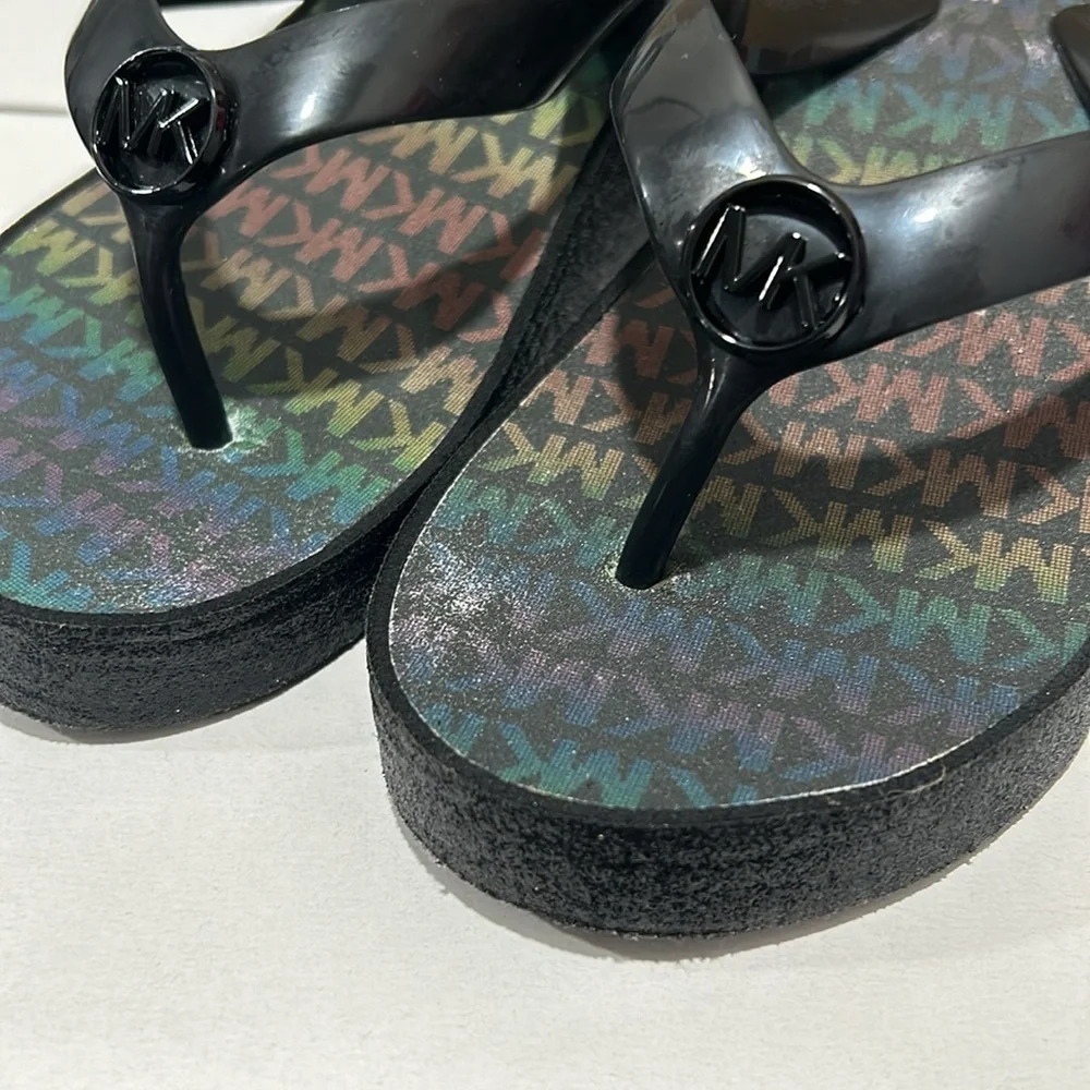Michael Michael Kors black multi girls sandals size 2 GUC